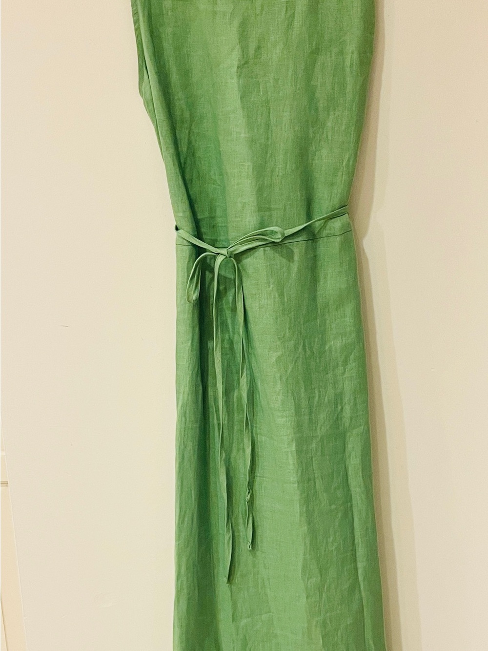 Saks Fifth Avenue Green Linen Tie-Waist Maxi Dress